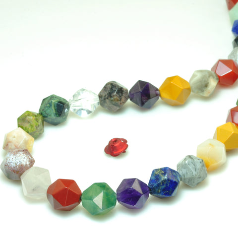 Natural multicolor mixed gemstone faceted star cut nugget beads wholesale jewelry making 15'' full strand