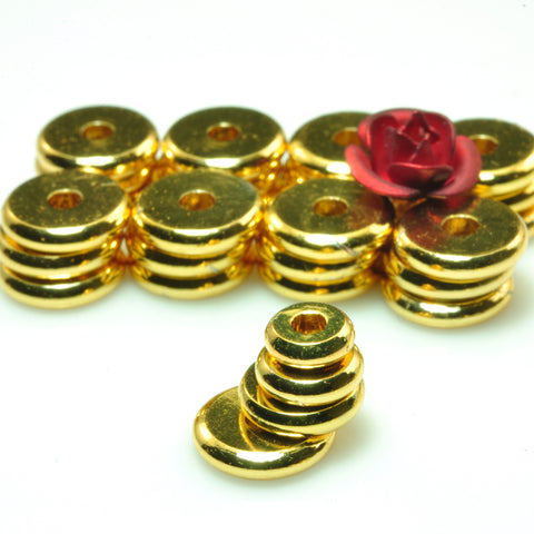 YesBeads 50pcs Gold plated copper spacers smooth disc coin beads spacer wholesale jewelry findings