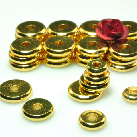 YesBeads 50pcs Gold plated copper spacers smooth disc coin beads spacer wholesale jewelry findings