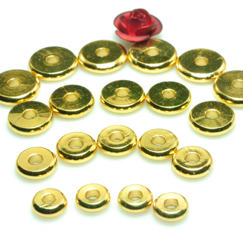YesBeads 50pcs Gold plated copper spacers smooth disc coin beads spacer wholesale jewelry findings