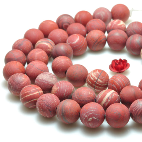 Natural Red Jasper matte loose round beads wholesale gemstone jewelry making bracelet necklace diy
