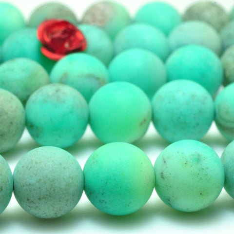 YesBeads natural moss green Opal matte loose round beads wholesale gemstone jewelry making 15'' full strand