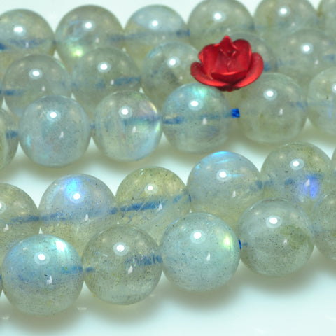 YesBeads Natural Labradorite smooth round beads gemstone wholesale jewelry 15"