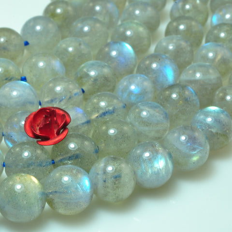YesBeads Natural Labradorite smooth round beads gemstone wholesale jewelry 15"