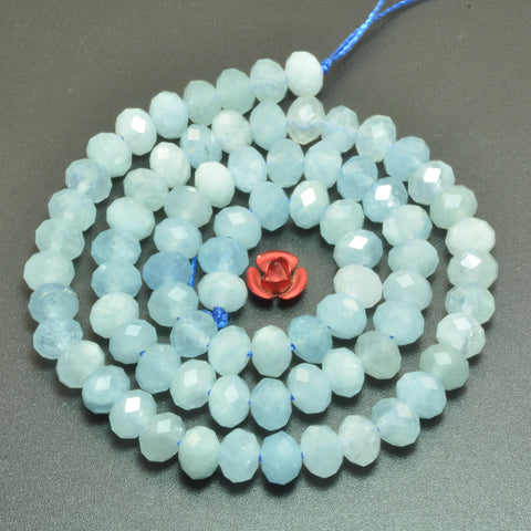 Natural Blue Aquamarine faceted rondelle loose beads gemstone wholesale jewelry making bracelet diy stuff