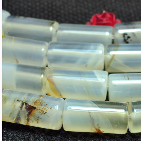 Natural Ocean Chalcedony dendritic agate smooth tube loose beads wholesale jewelry making gemstone bracelet necklace diy