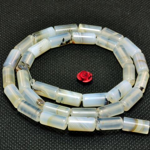 Natural Ocean Chalcedony dendritic agate smooth tube loose beads wholesale jewelry making gemstone bracelet necklace diy