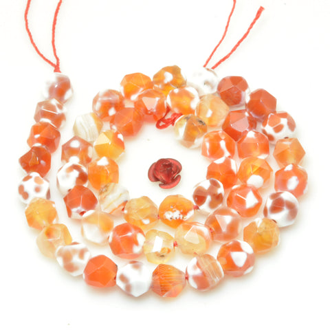 YesBeads Orange Agate star cut faceted beads gemstone wholesale jewelry making bracelet diy stuff