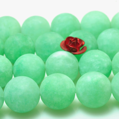 YesBeads Malaysia Jade matte round beads green jade gemstone wholesale 15"