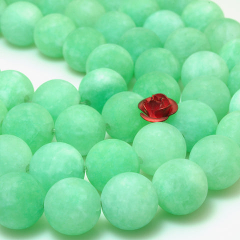 YesBeads Malaysia Jade matte round beads green jade gemstone wholesale 15"