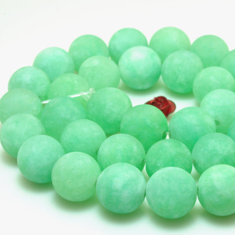 YesBeads Malaysia Jade matte round beads green jade gemstone wholesale 15"