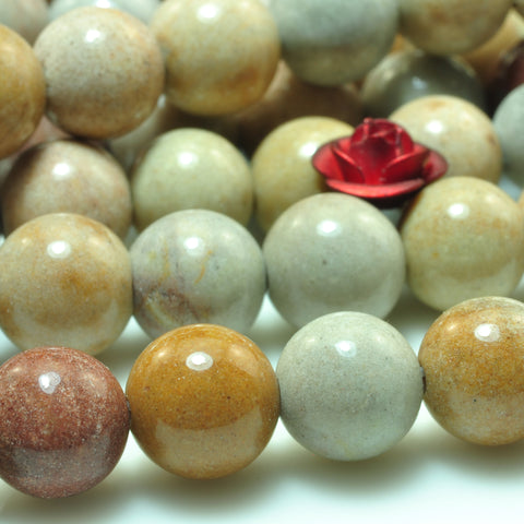 YesBeads Natural rainbow jasper smooth round beads gemstone wholesale 15"