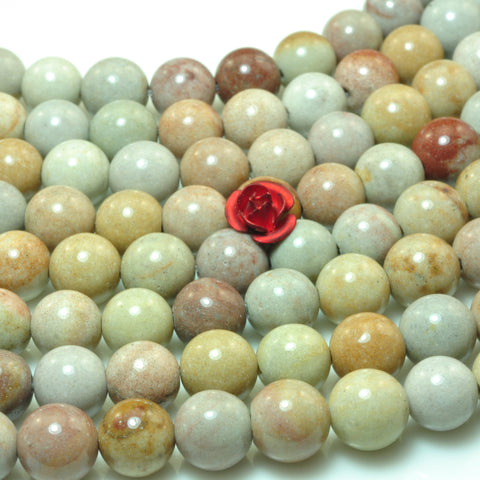 YesBeads Natural rainbow jasper smooth round beads gemstone wholesale 15"