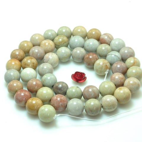 YesBeads Natural rainbow jasper smooth round beads gemstone wholesale 15"
