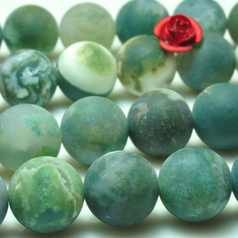 YesBeads Natural Tree Agate gemstone smooth round beads green stone wholesale jewelry making 15"