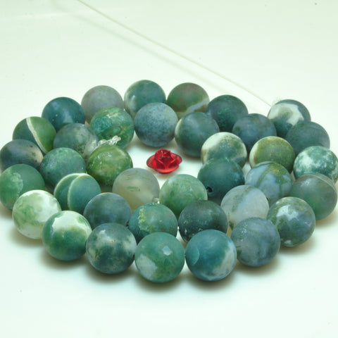 YesBeads Natural Tree Agate gemstone smooth round beads green stone wholesale jewelry making 15"