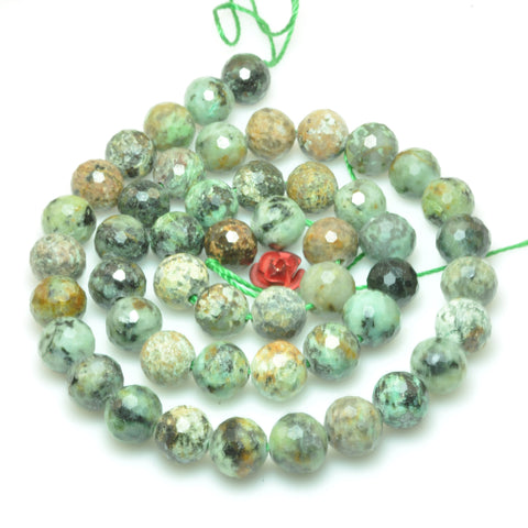YesBeads Natural African Turquoise mini faceted round beads loose gemstone wholesale jewelry making bracelet diy stuff