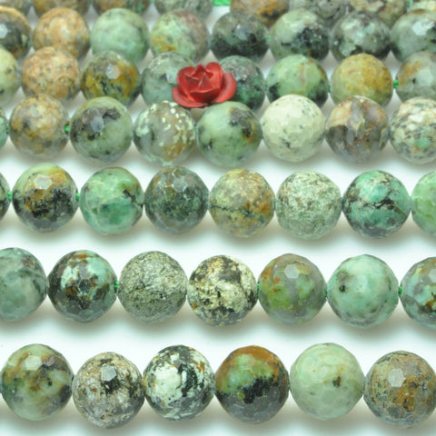 YesBeads Natural African Turquoise mini faceted round beads loose gemstone wholesale jewelry making bracelet diy stuff