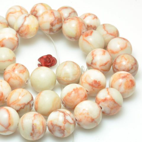 YesBeads Natural Red Line Jasper smooth round beads loose gemstone wholesale jewelry making bracelet diy stuff