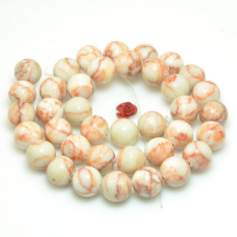 YesBeads Natural Red Line Jasper smooth round beads loose gemstone wholesale jewelry making bracelet diy stuff