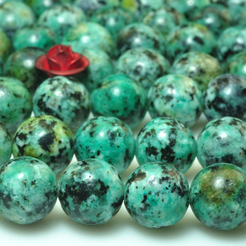 YesBeads Green Jasper stone smooth round loose beads gemstone wholesale jewelry making 15"