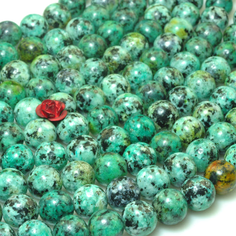 YesBeads Green Jasper stone smooth round loose beads gemstone wholesale jewelry making 15"