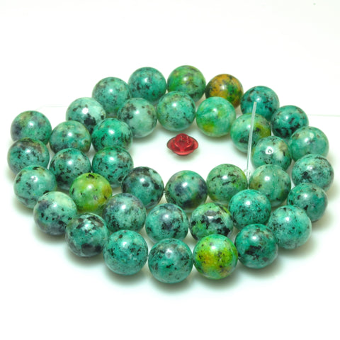 YesBeads Green Jasper stone smooth round loose beads gemstone wholesale jewelry making 15"