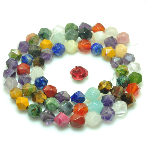 Natural multicolor mixed gemstone faceted star cut nugget beads wholesale jewelry making 15'' full strand