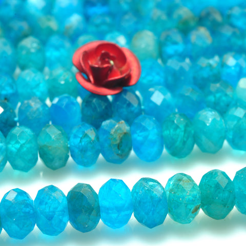 YesBeads natural blue Apatite gemstone faceted rondelle beads wholesale jewelry making 15"