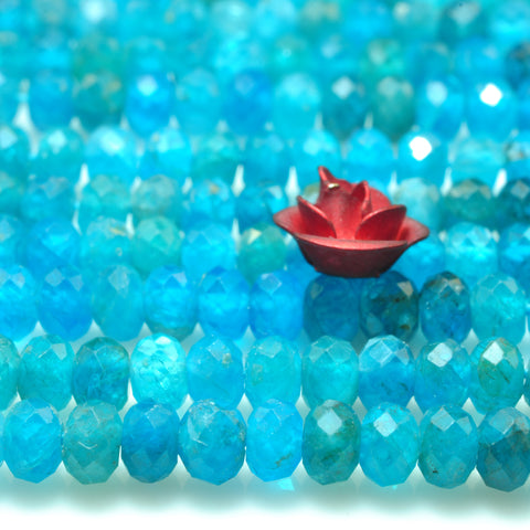 YesBeads natural blue Apatite gemstone faceted rondelle beads wholesale jewelry making 15"