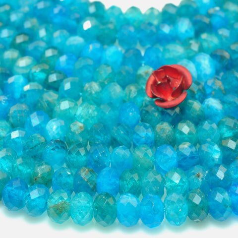 YesBeads natural blue Apatite gemstone faceted rondelle beads wholesale jewelry making 15"
