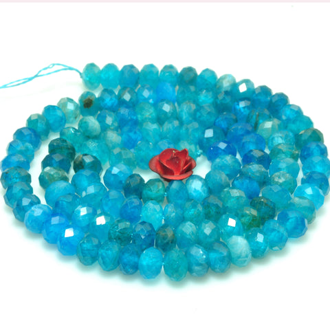 YesBeads natural blue Apatite gemstone faceted rondelle beads wholesale jewelry making 15"