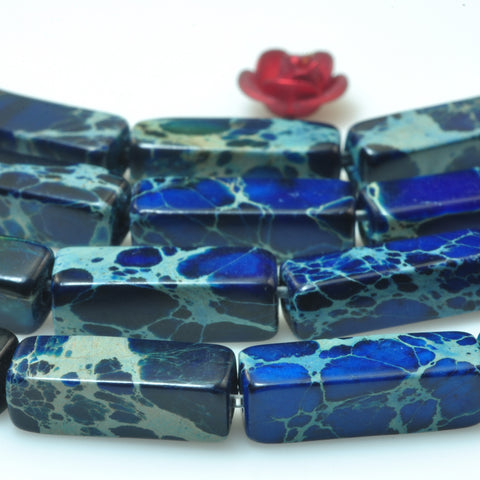 YesBeads Blue Impression Jasper smooth rectangle beads imperial jasper 4x13mm 15.5"