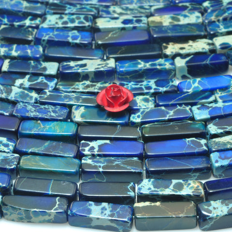YesBeads Blue Impression Jasper smooth rectangle beads imperial jasper 4x13mm 15.5"