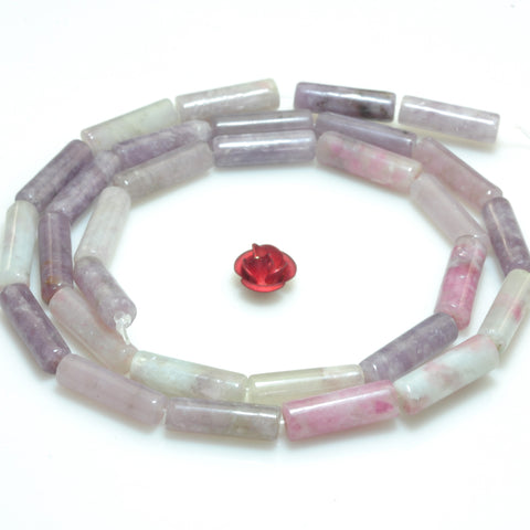 YesBeads Natural Plum Tourmaline pink gemstone smooth tube beads 4x13m 15"