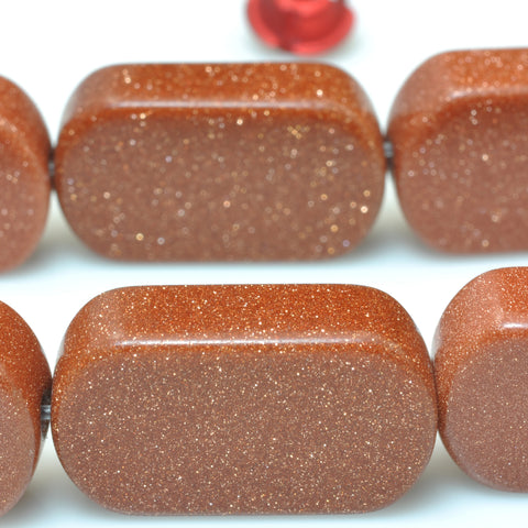 YesBeads Gold Sandstone goldstone smooth flat rectangle beads wholesale gemstone jewelry 15"