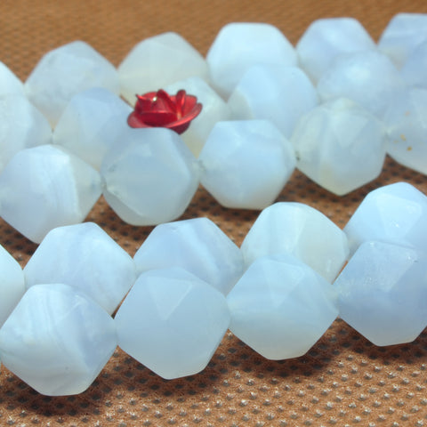 Natural Blue Lace Agate matte star cut faceted nugget beads wholesale gemstone jewelry making bracelet necklace diy