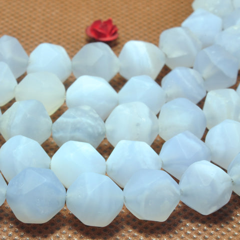 Natural Blue Lace Agate matte star cut faceted nugget beads wholesale gemstone jewelry making bracelet necklace diy