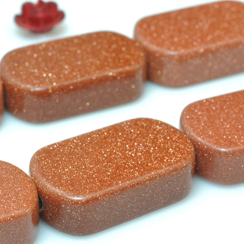 YesBeads Gold Sandstone goldstone smooth flat rectangle beads wholesale gemstone jewelry 15"