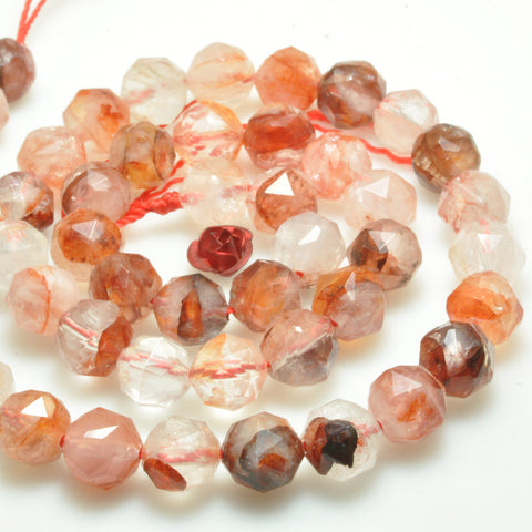 Natural Red Hematoid Quartz diamond cutting faceted round beads loose gemstone wholesale jewelry making bracelet diy stuff