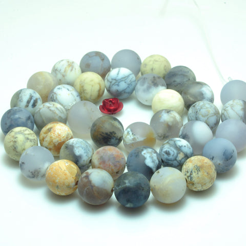 YesBeads natural peruvian black Moss Opal matte loose round beads wholesale gemstone jewelry making 15'' full strand