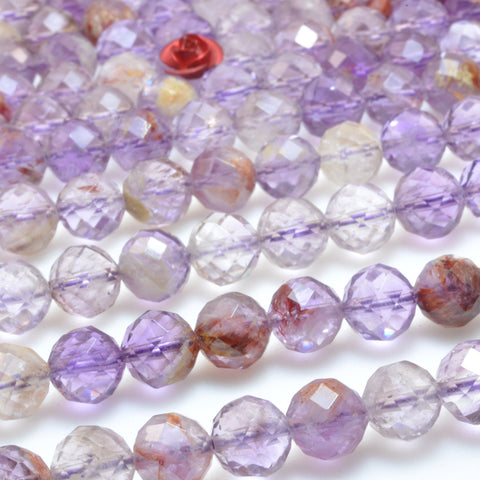 Natural super seven 7 crystal cacoxenite amethyst faceted round loose beads wholesale gemstone jewelry making bracelet diy stuff