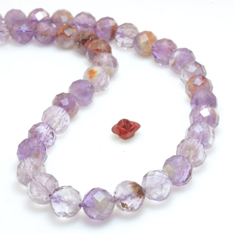 Natural super seven 7 crystal cacoxenite amethyst faceted round loose beads wholesale gemstone jewelry making bracelet diy stuff
