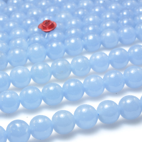 Natural Blue Angelite smooth round beads loose gemstone wholesale jewelry making bracelet diy stuff