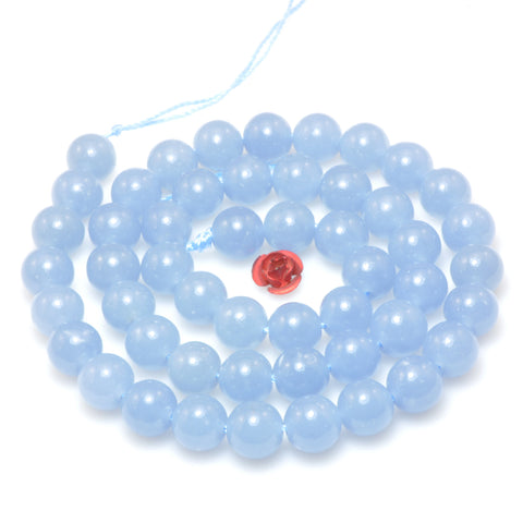 Natural Blue Angelite smooth round beads loose gemstone wholesale jewelry making bracelet diy stuff