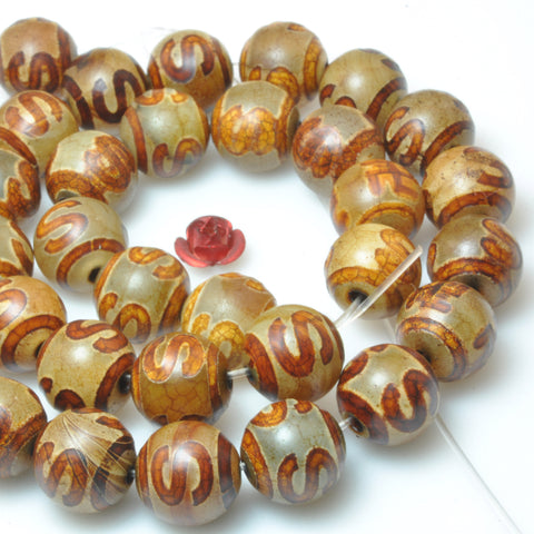 Tibetan agate S character smooth round beads loose gemstone wholesale jewelry making bracelet diy stuff