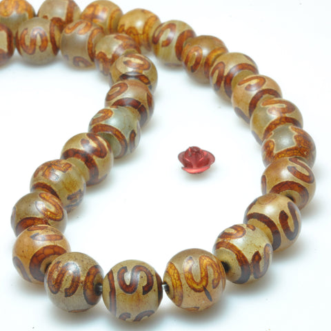 Tibetan agate S character smooth round beads loose gemstone wholesale jewelry making bracelet diy stuff