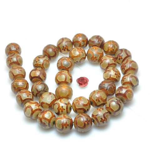 Tibetan agate smooth round beads loose gemstone wholesale jewelry making bracelet diy stuff