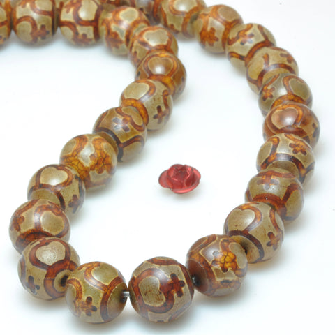 Tibetan agate smooth round beads loose gemstone wholesale jewelry making bracelet diy stuff