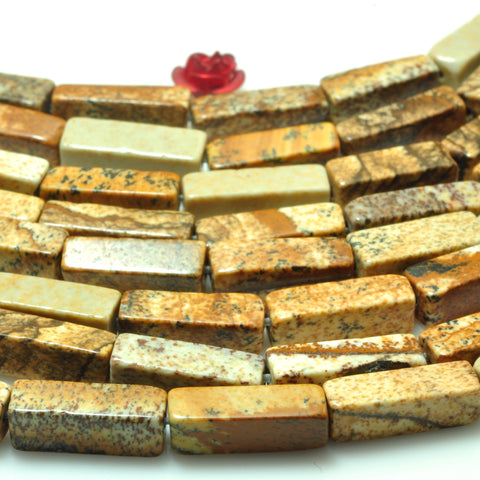 YesBeads Natural Picture Jasper smooth rectangle beads gemstone wholesale jewelry 15"